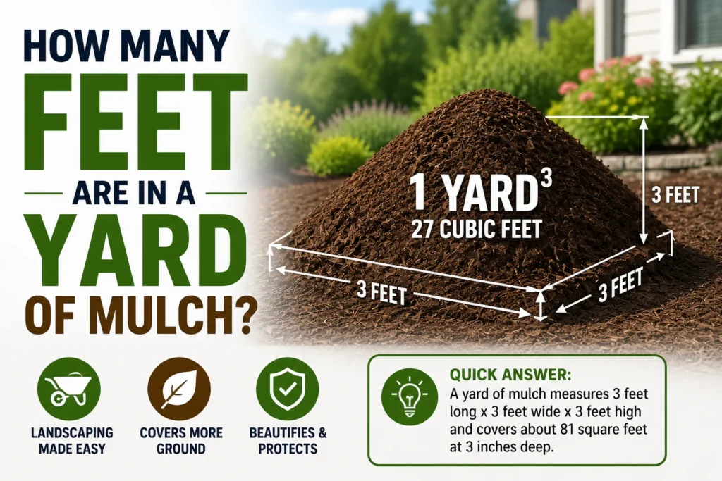 how many feet are in a yard of mulch