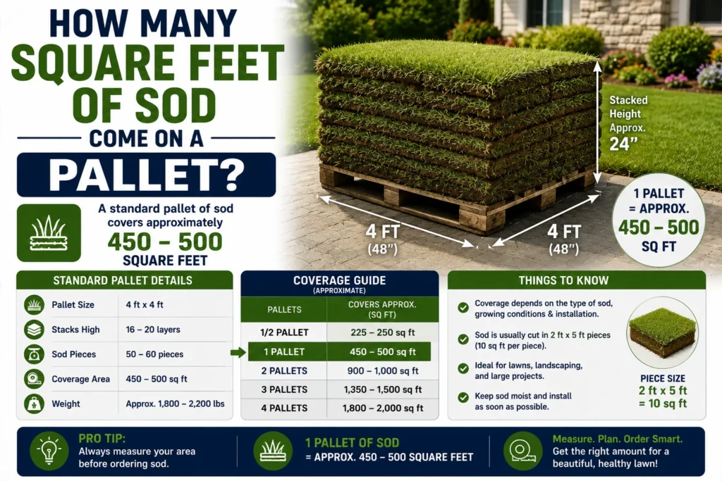 how many square feet of sod come on a pallet