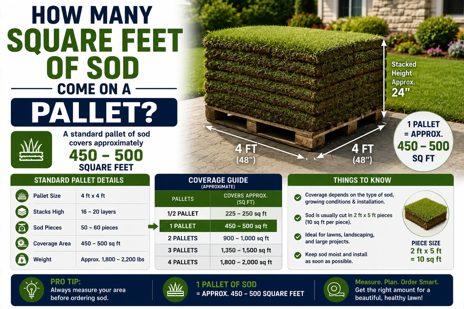 how many square feet of sod come on a pallet